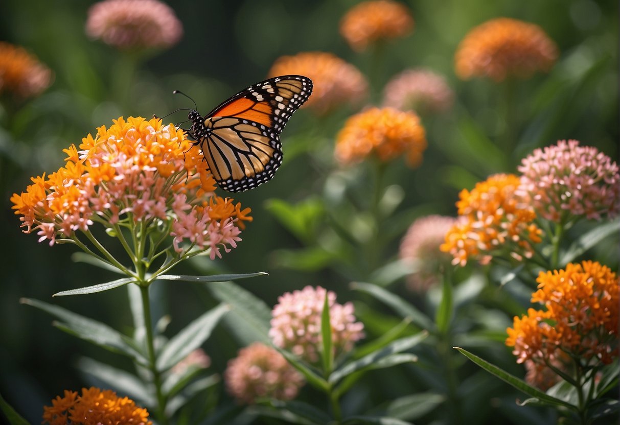 Butterfly weed has orange flowers, while milkweed has pink or white flowers. Both have long, slender leaves and attract butterflies