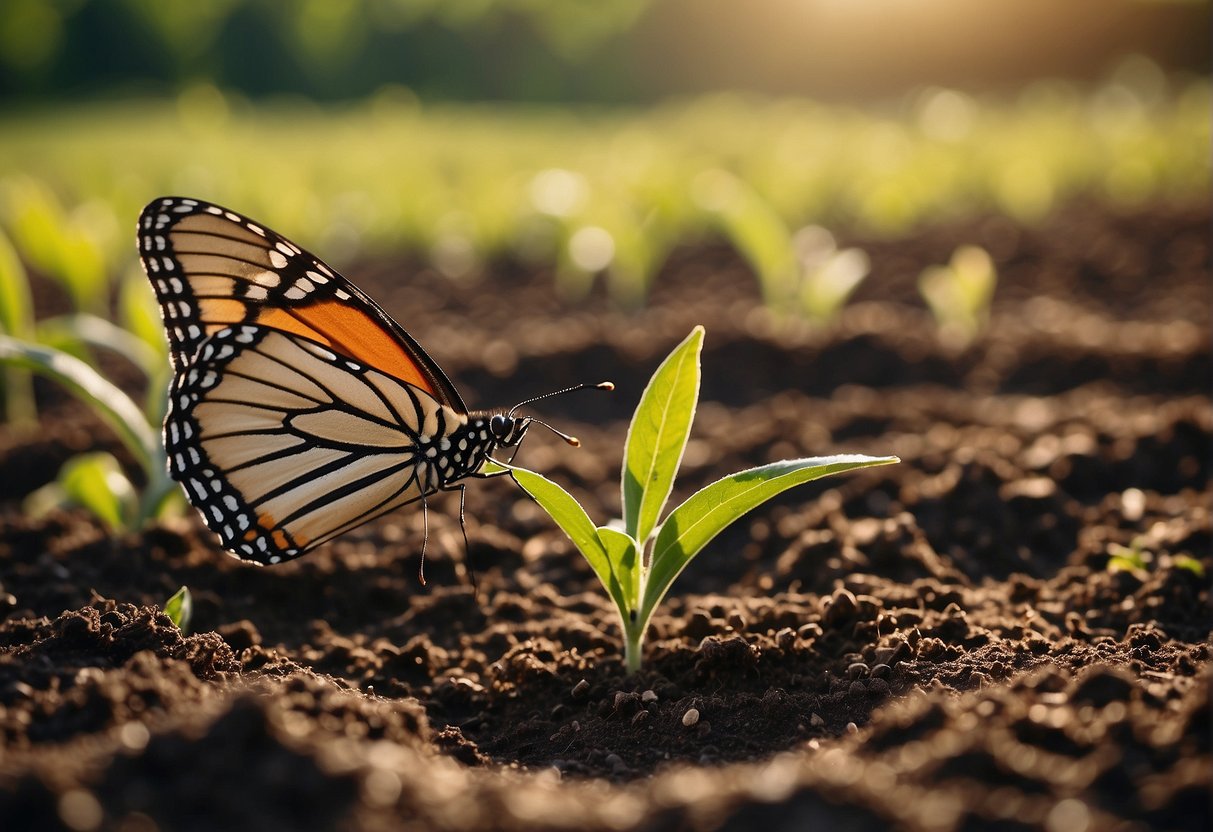 A sunny, open area with rich, well-drained soil is chosen. The ground is tilled and amended with compost. Milkweed and host plants are carefully planted in rows, with plenty of space between them for the butterflies to flutter and feed