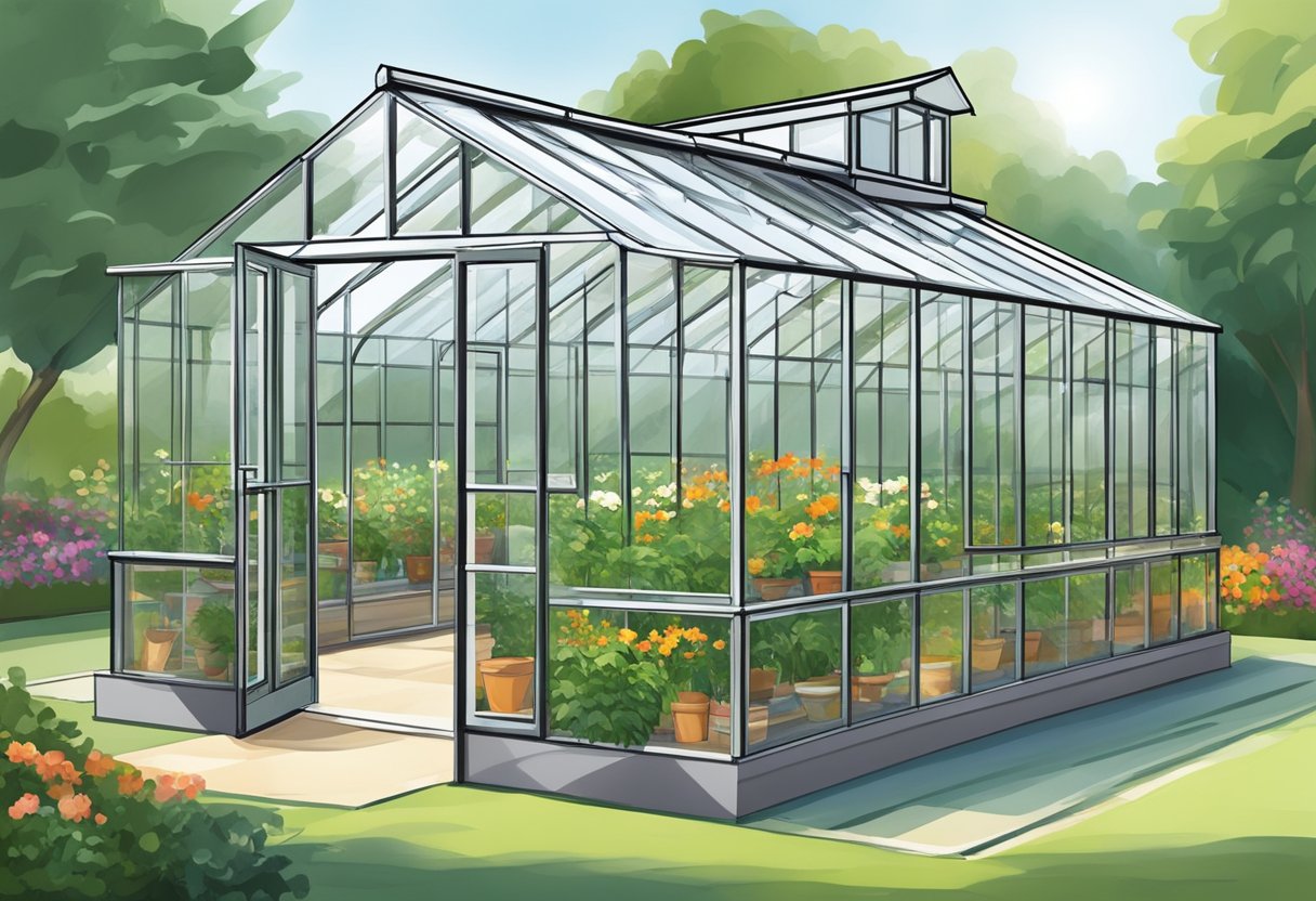 A greenhouse should face south for optimal sunlight exposure. The structure should have a sloped roof and large windows to capture the most sunlight