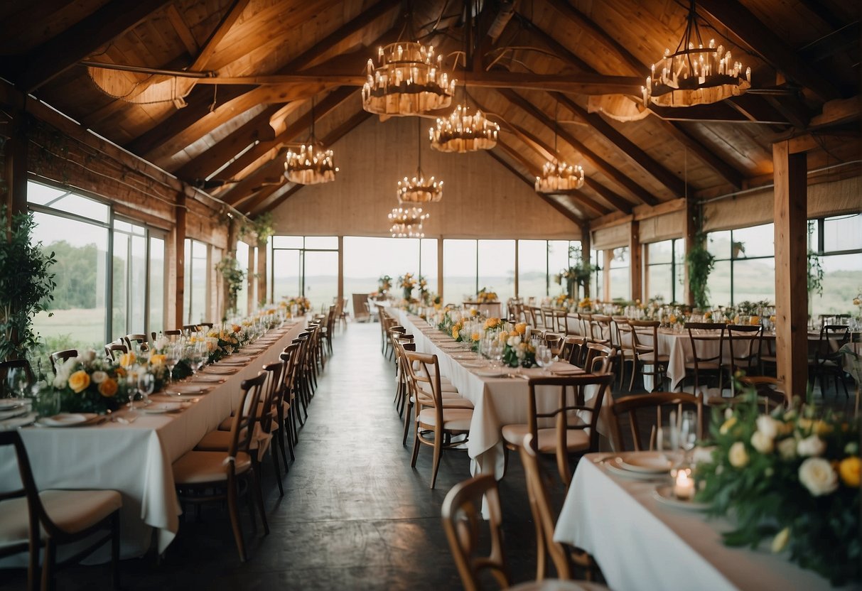 A wedding venue with sustainable catering options, showcasing locally sourced food and eco-friendly practices