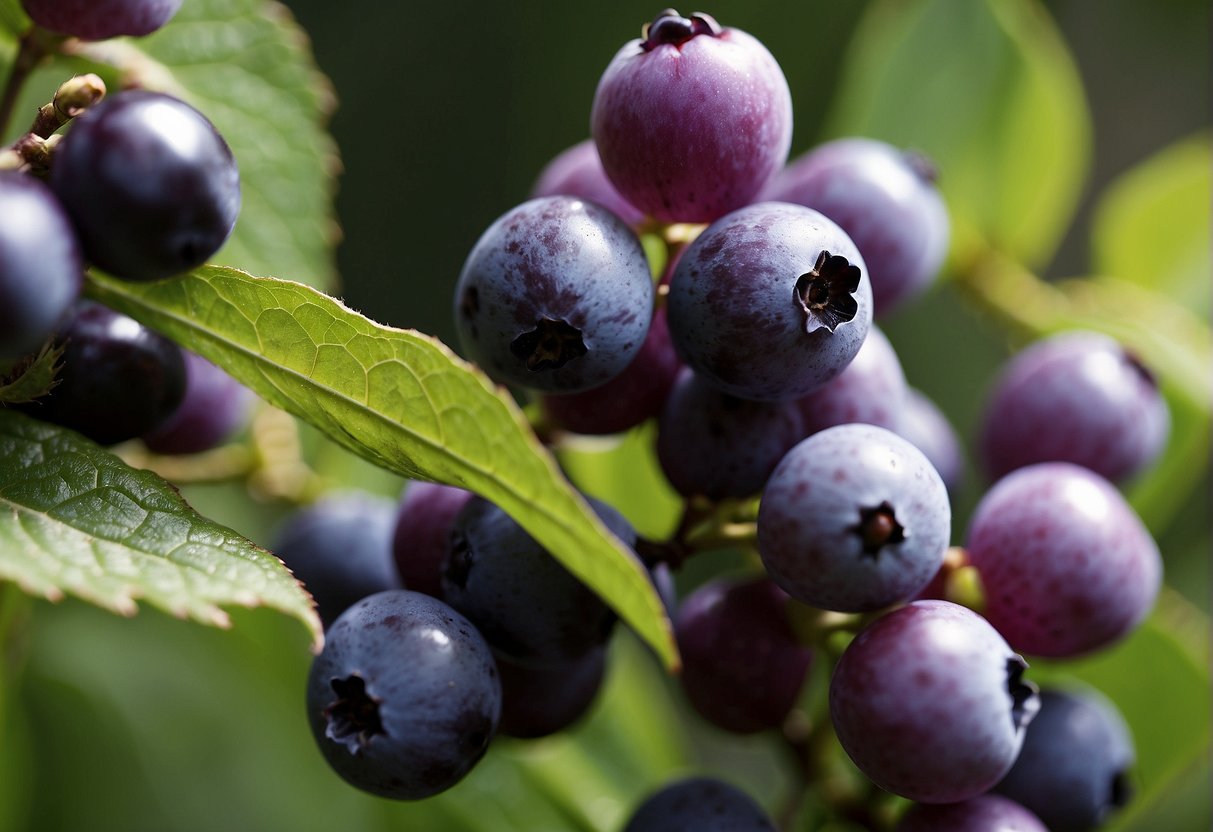 Animals grazing on beautyberry bushes, plucking off the vibrant purple berries to eat