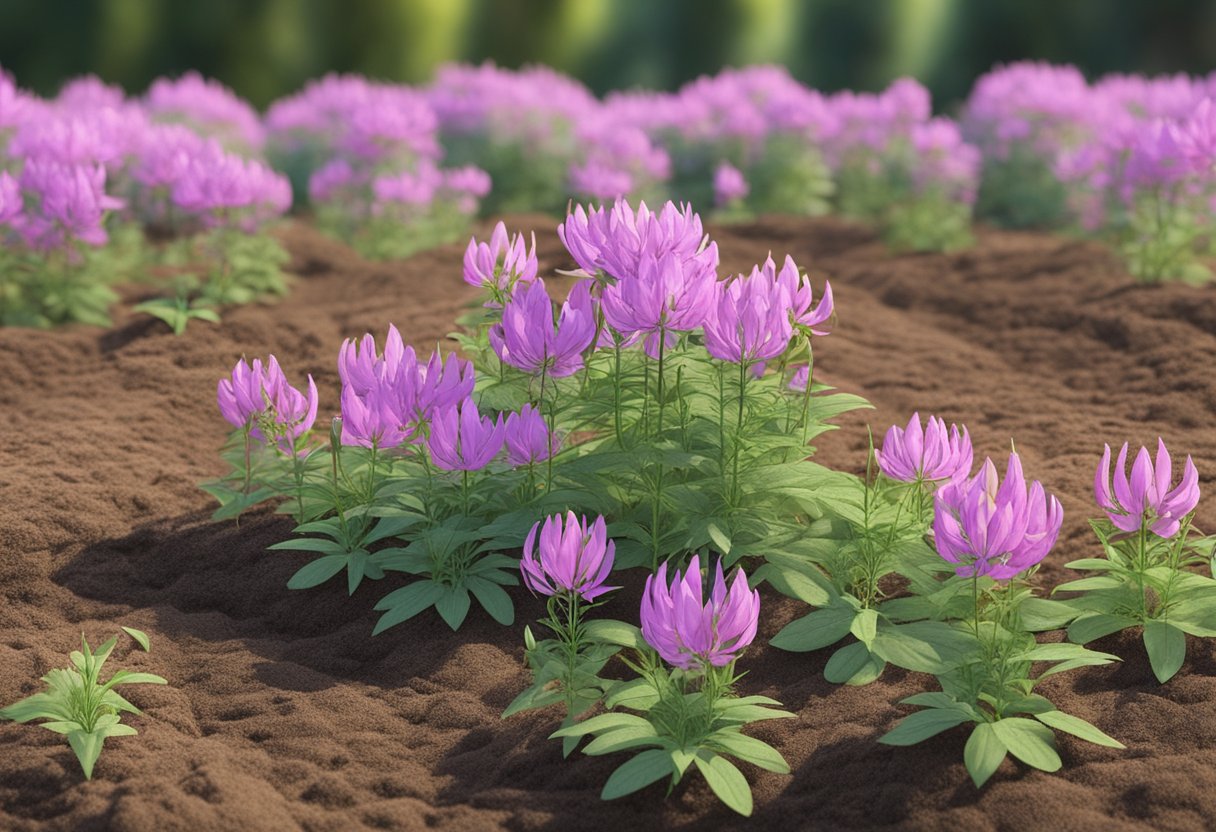 Cleome seeds are planted in well-drained soil, under full sun, after the last frost date in spring