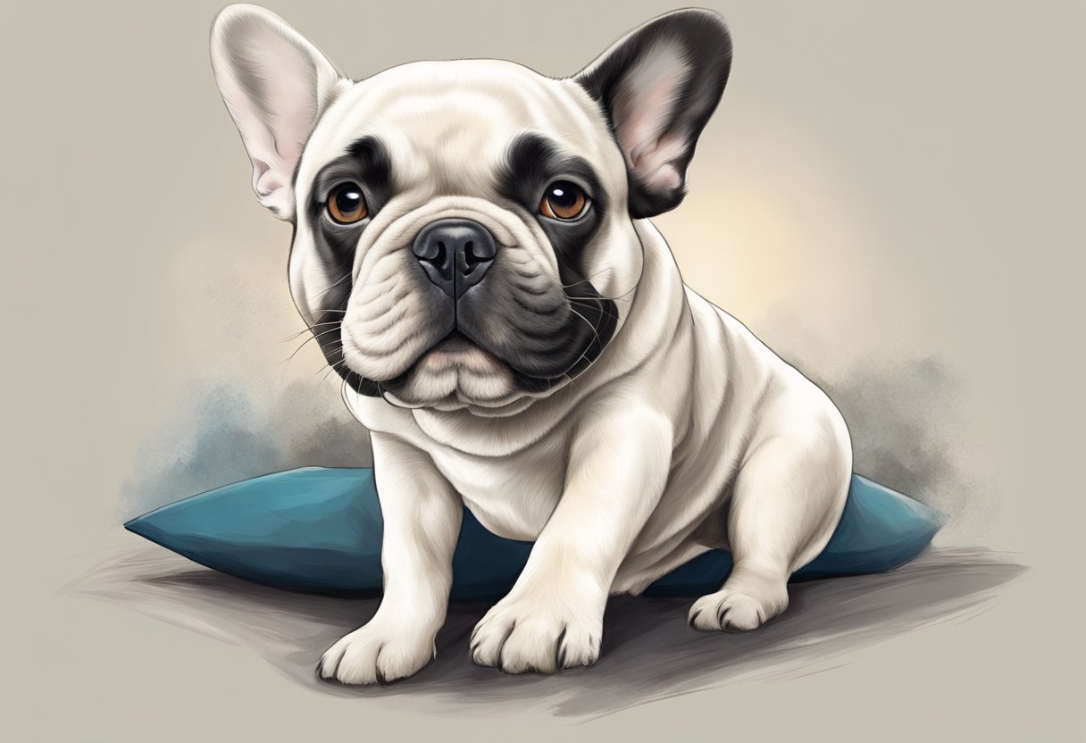 A French bulldog plays energetically, displaying its curious and affectionate nature, while also showing signs of stubbornness and independence
