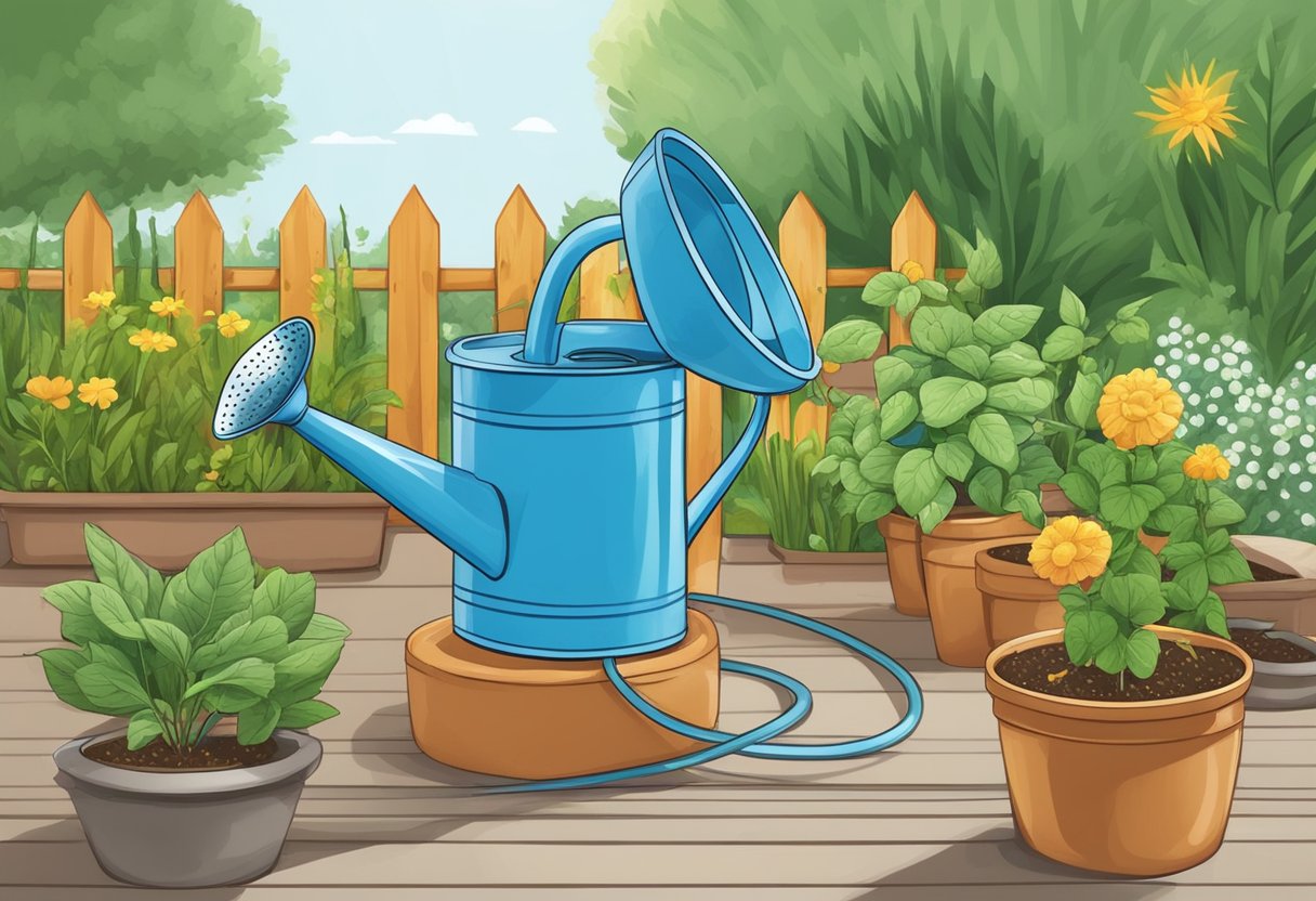 Seeds being watered regularly with a watering can or hose in a garden or pot