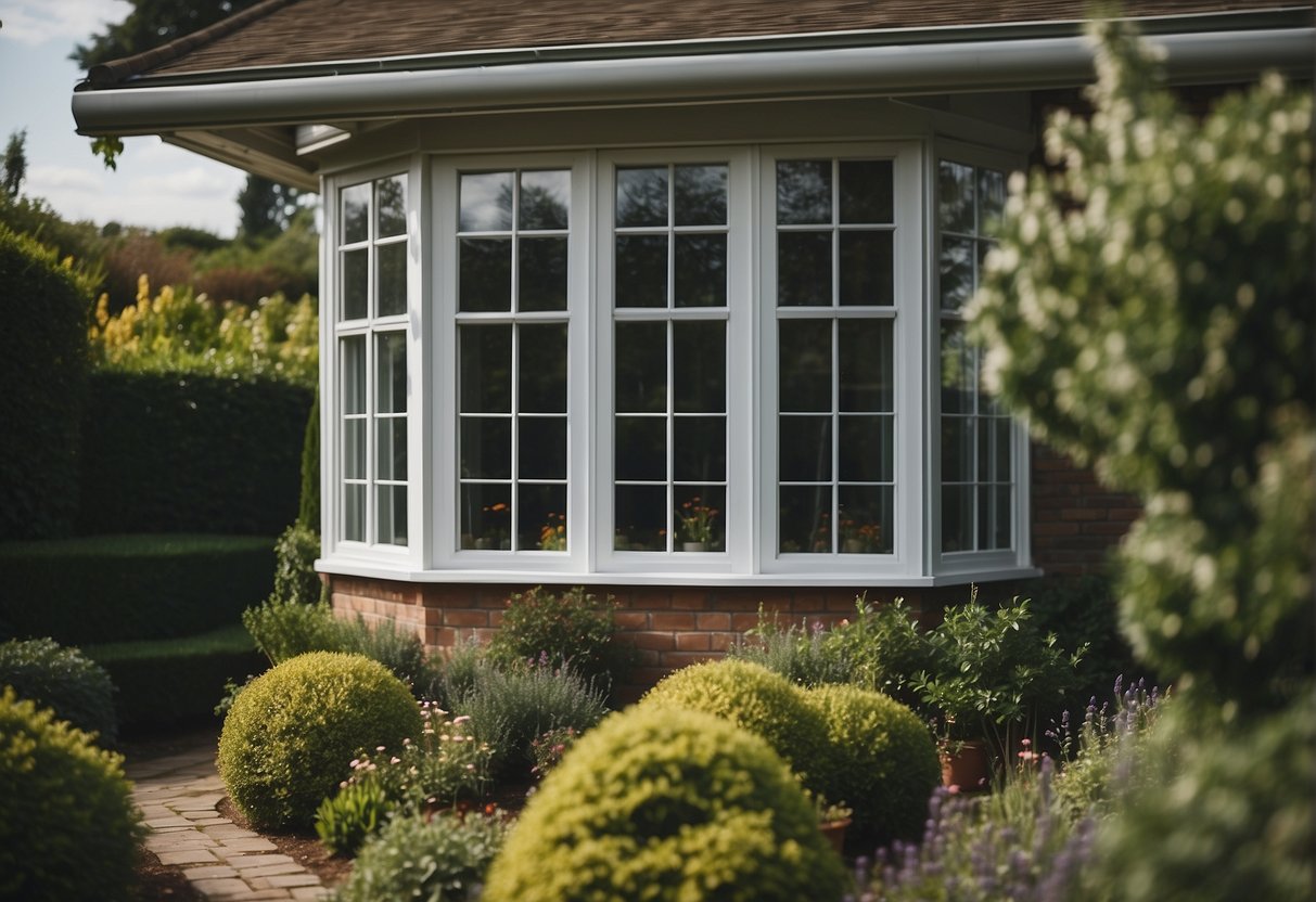 A house with new replacement windows, surrounded by a well-maintained garden, and a clean exterior