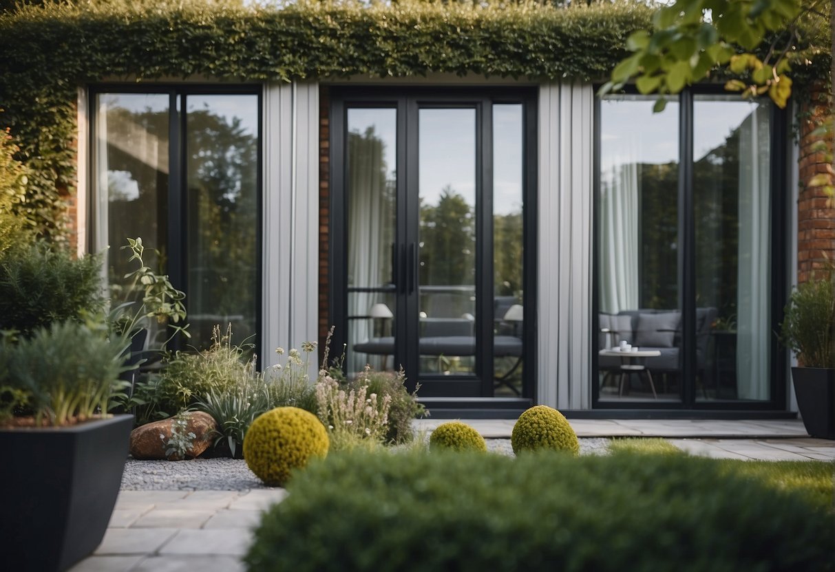 A modern house with new replacement windows, surrounded by a well-maintained garden and a clean exterior