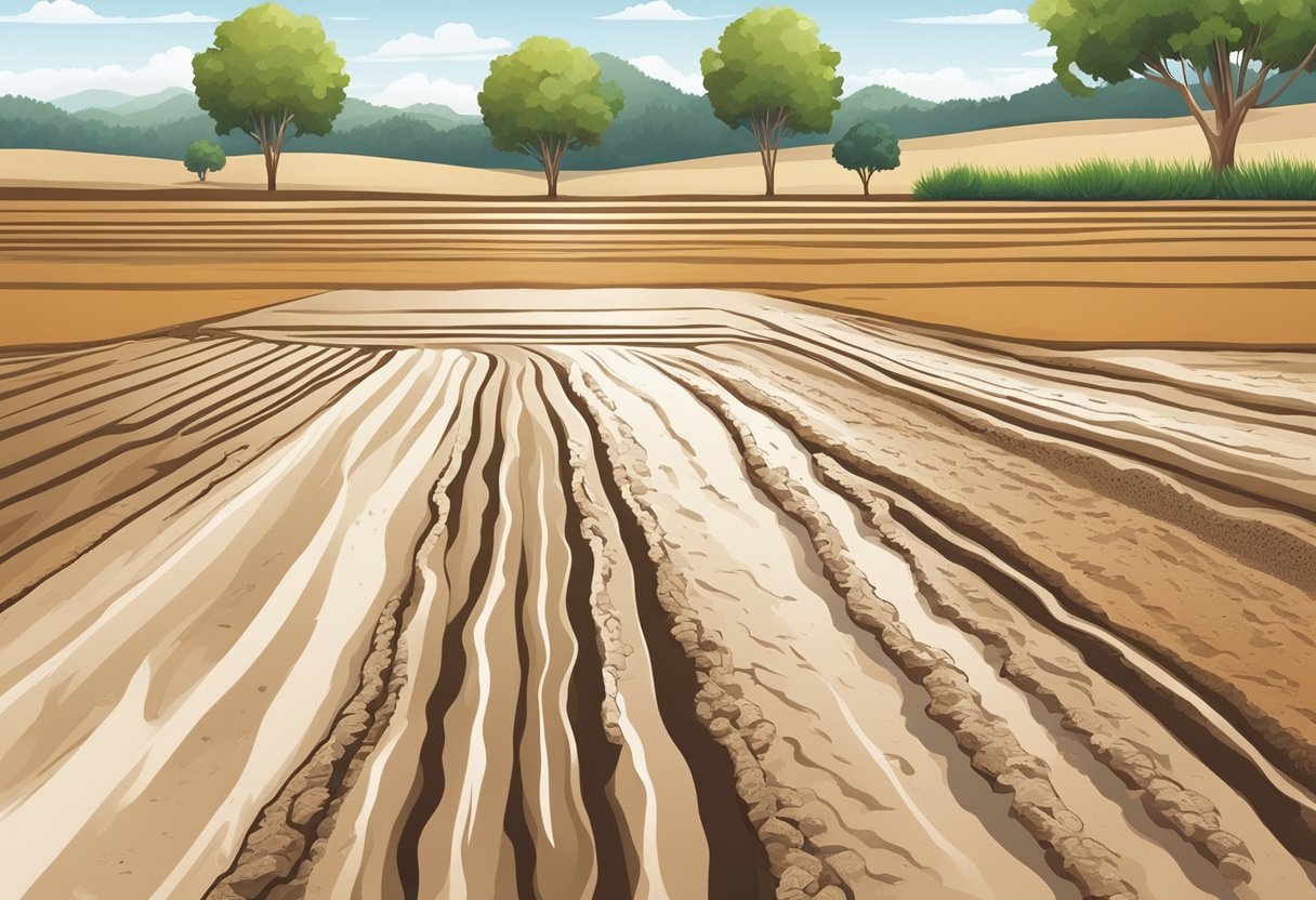 Soil is tilled and compacted. Water is added, then the soil is left to dry in the sun. This process repeats until the soil becomes hard