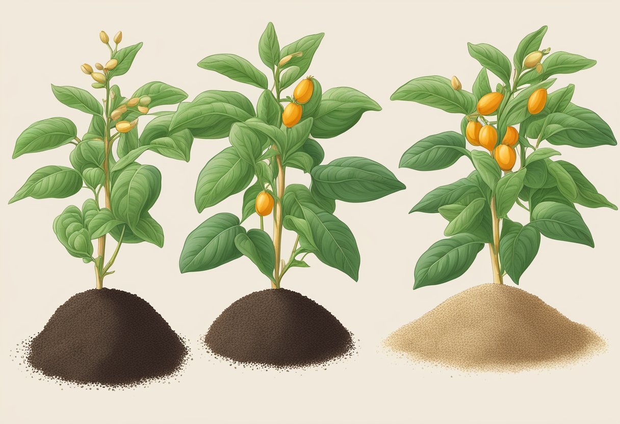 Ashwagandha seeds planted in rich soil, watered regularly, and exposed to sunlight for optimal growth