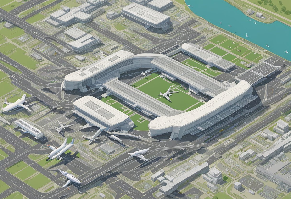An aerial view of Tokyo's airports, showcasing their layout and infrastructure