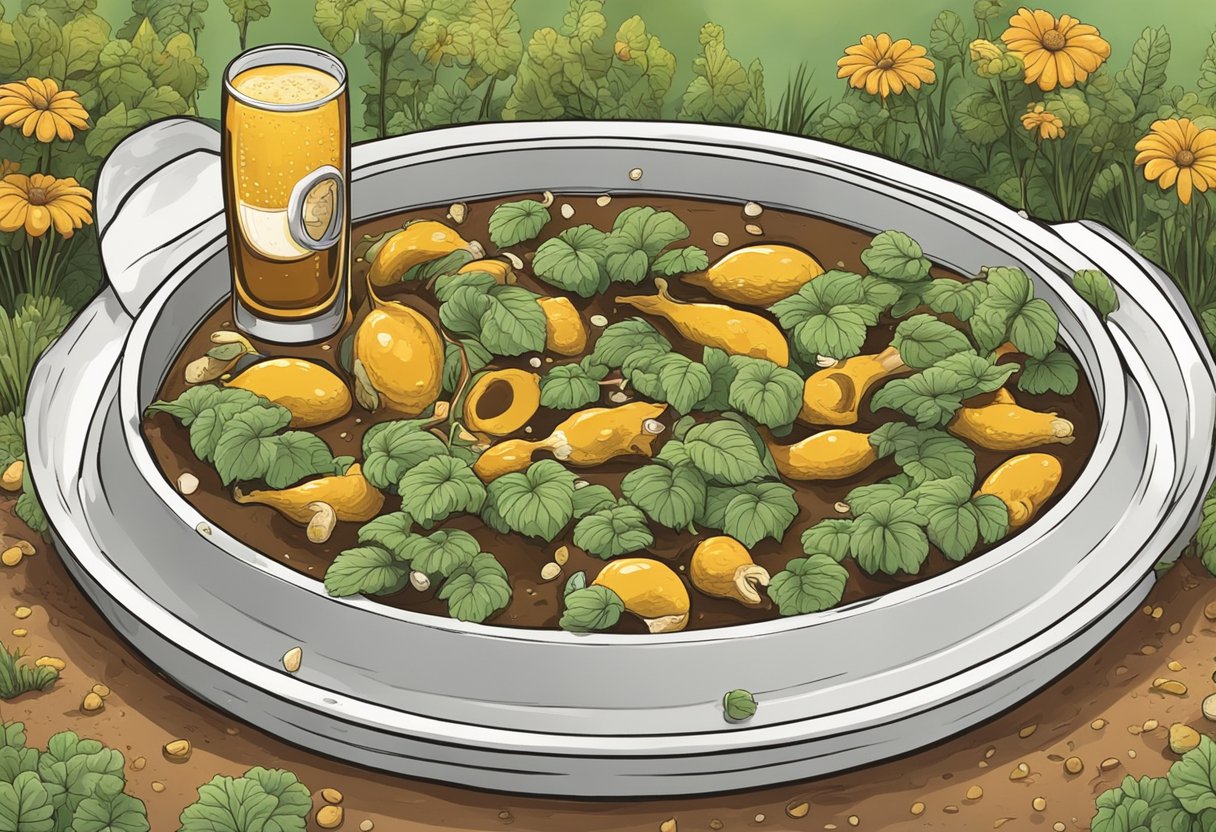 A shallow dish filled with beer placed in the garden. Slugs are attracted to the beer and fall in, unable to escape