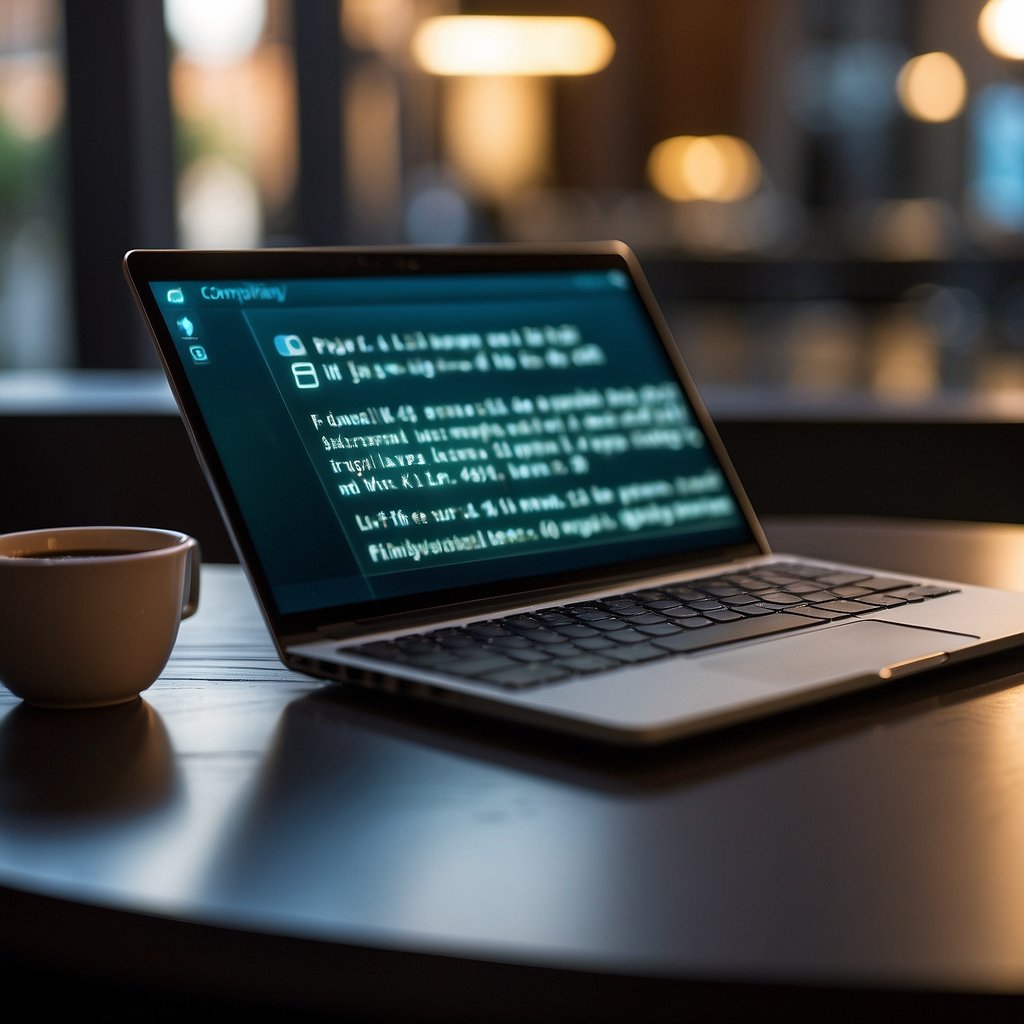 A computer screen with an email draft open, a stylus hovering over the keyboard, and a cup of coffee nearby