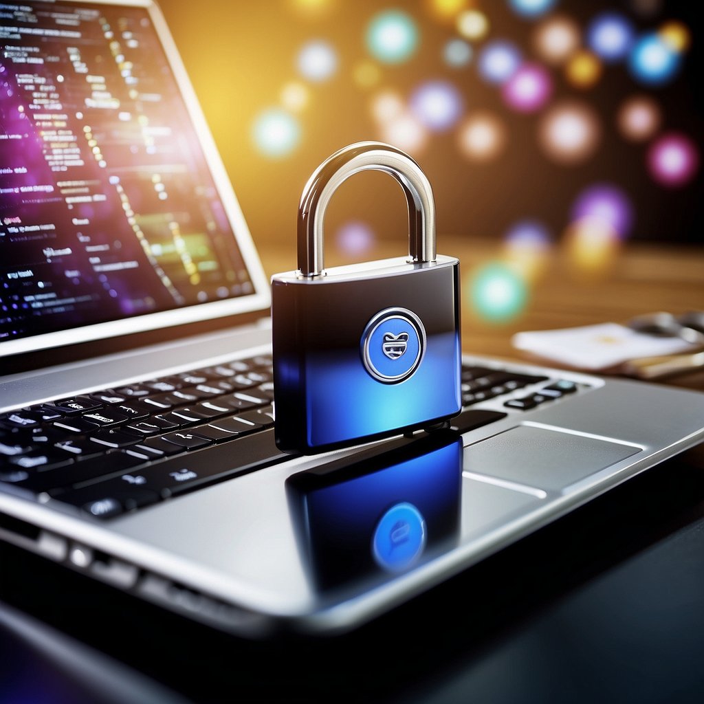 A computer screen displaying an email inbox with a padlock icon, a shield symbol, and a "Seniors' Guide to Email Engagement and Retention" email highlighted