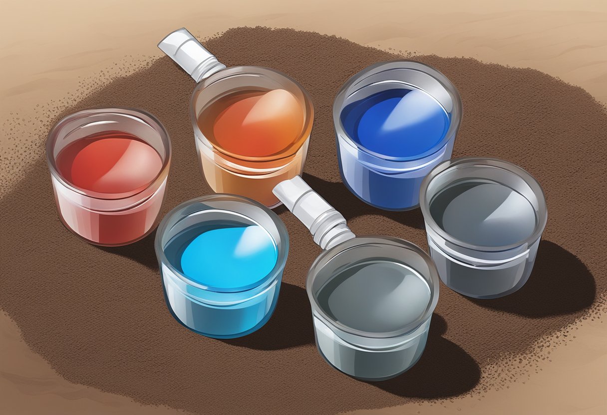 Soil test kit changes color: red for acidic, blue for alkaline