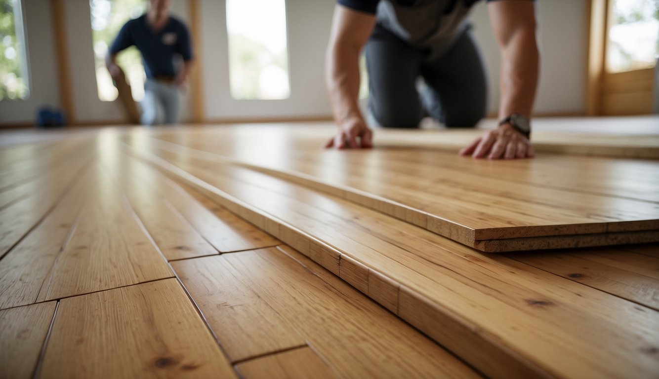 Bamboo flooring installation: measuring, cutting, and fitting planks. Overcoming uneven subfloor with underlayment. Sealing and finishing for durability