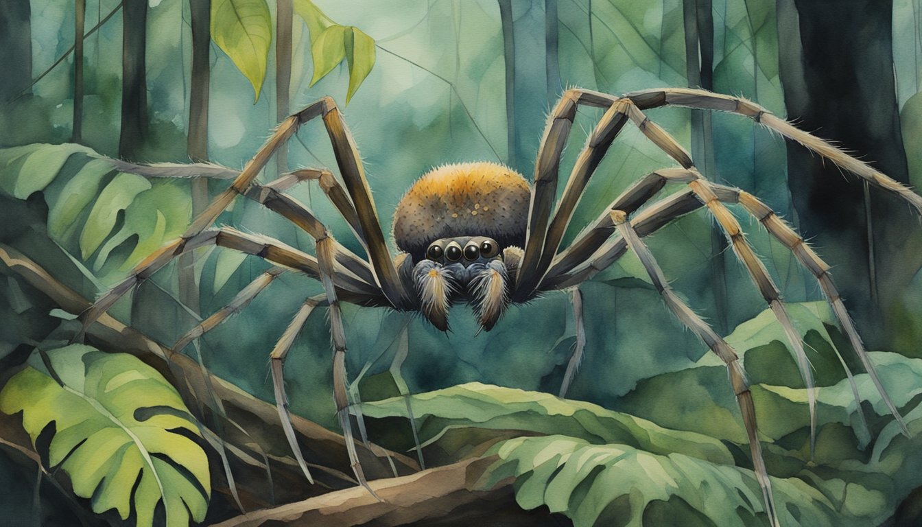 A massive spider, the size of a dinner plate, crawls across a tangled web in a dark, damp rainforest.</p><p>Its hairy legs move with eerie grace as it hunts for its next meal