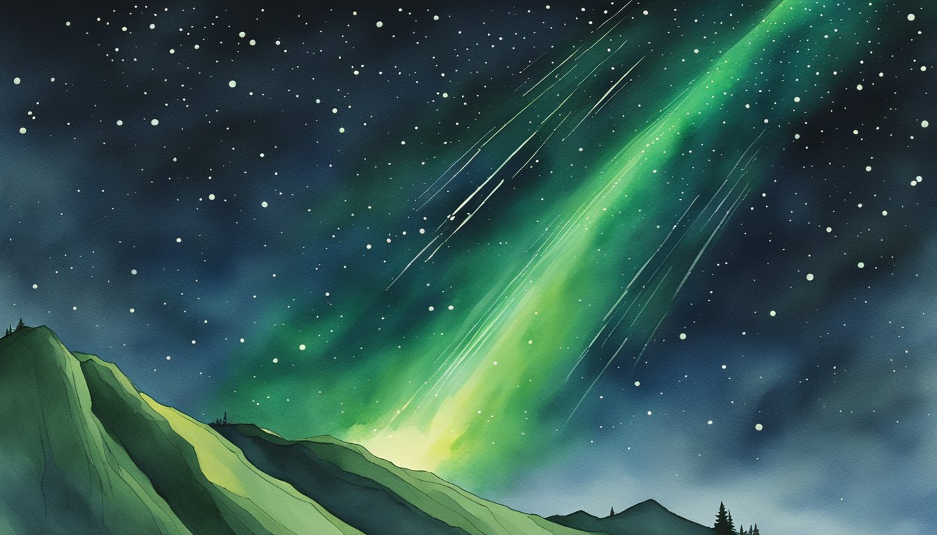 A bright green comet streaks across the night sky, leaving a trail of shimmering particles behind it.</p><p>Its distinctive hue sets it apart from the other celestial bodies, captivating the attention of astronomers and stargazers alike