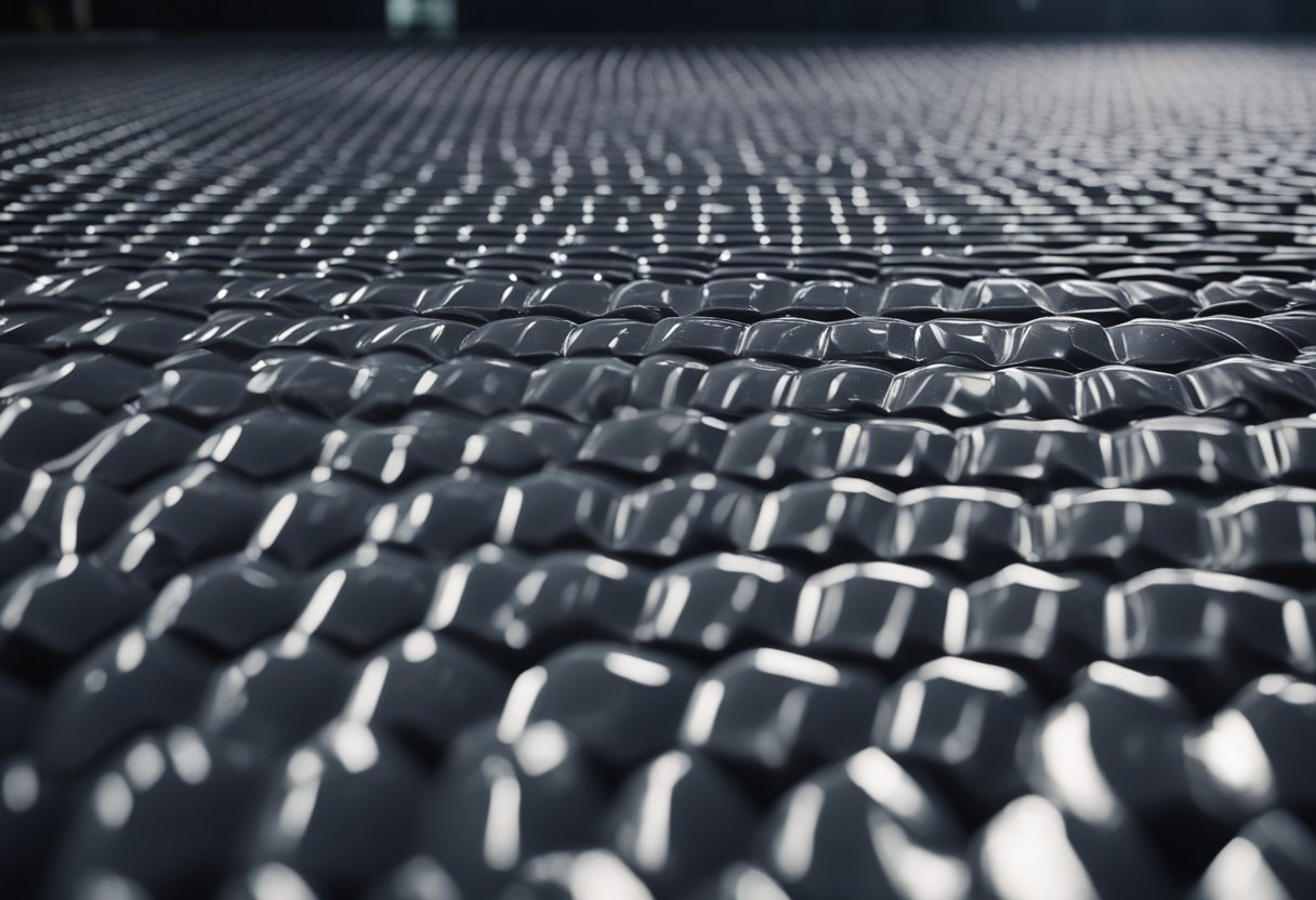 A rubber floor bounces back as a heavy weight is dropped, demonstrating its resilience and durability