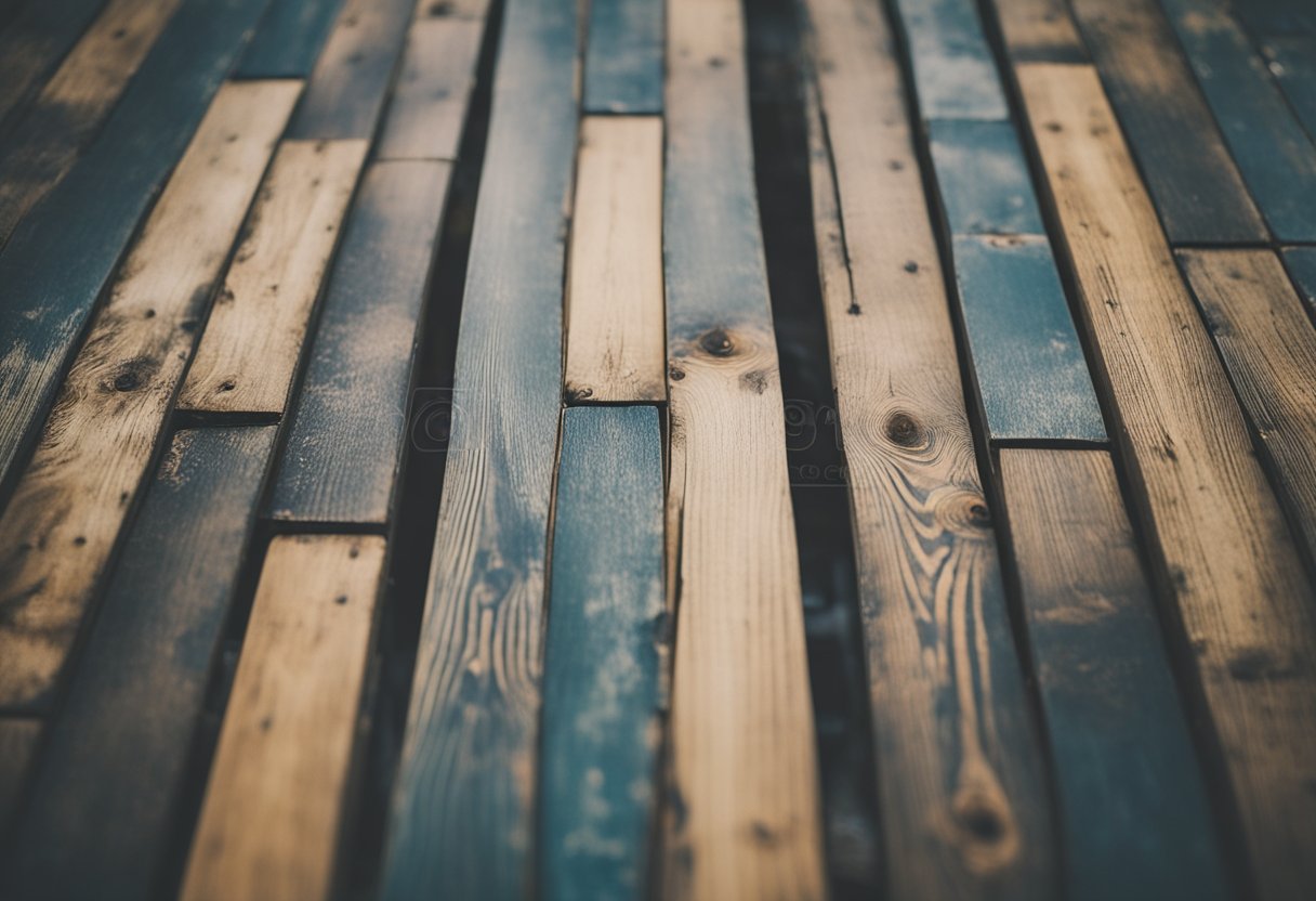 Vintage-inspired flooring with distressed character, featuring worn wood planks and faded patterns, evoking a sense of nostalgia and charm