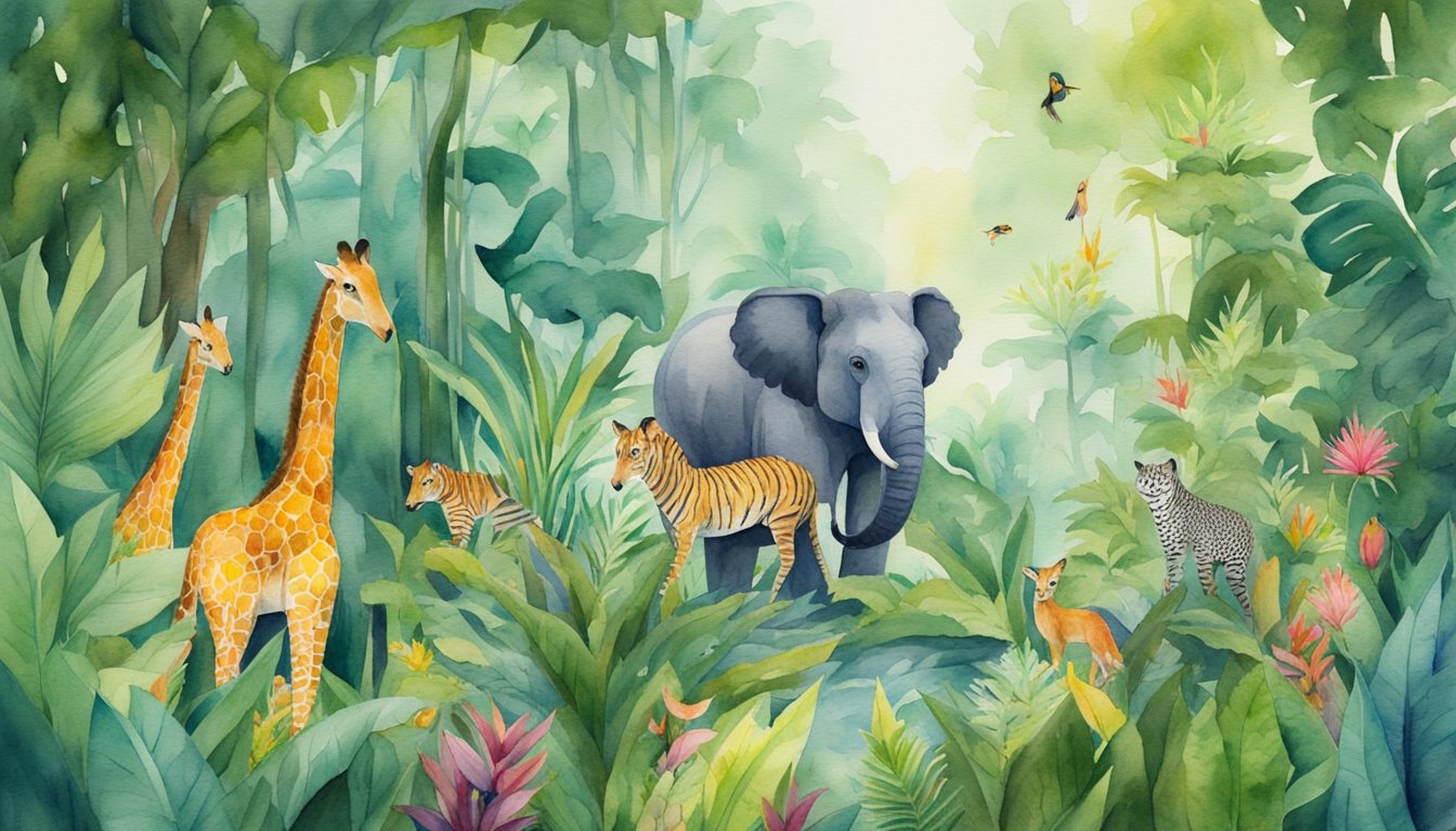 A vibrant jungle teeming with exotic plants and animals.</p><p>A team of scientists excitedly examines a colorful, never-before-seen species