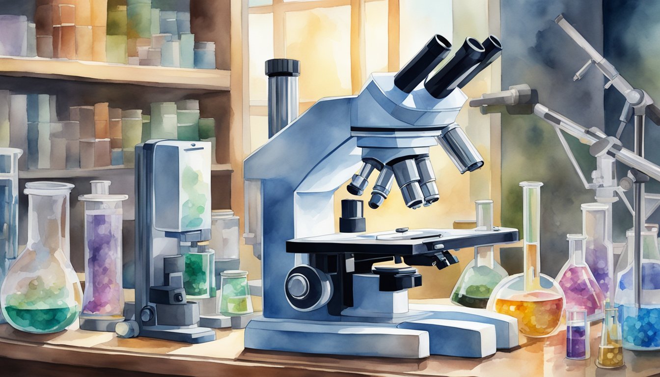 A modern microscope sits on a lab table, surrounded by scientific equipment.</p><p>Its powerful lens and digital display showcase the impact of microscopy on scientific research