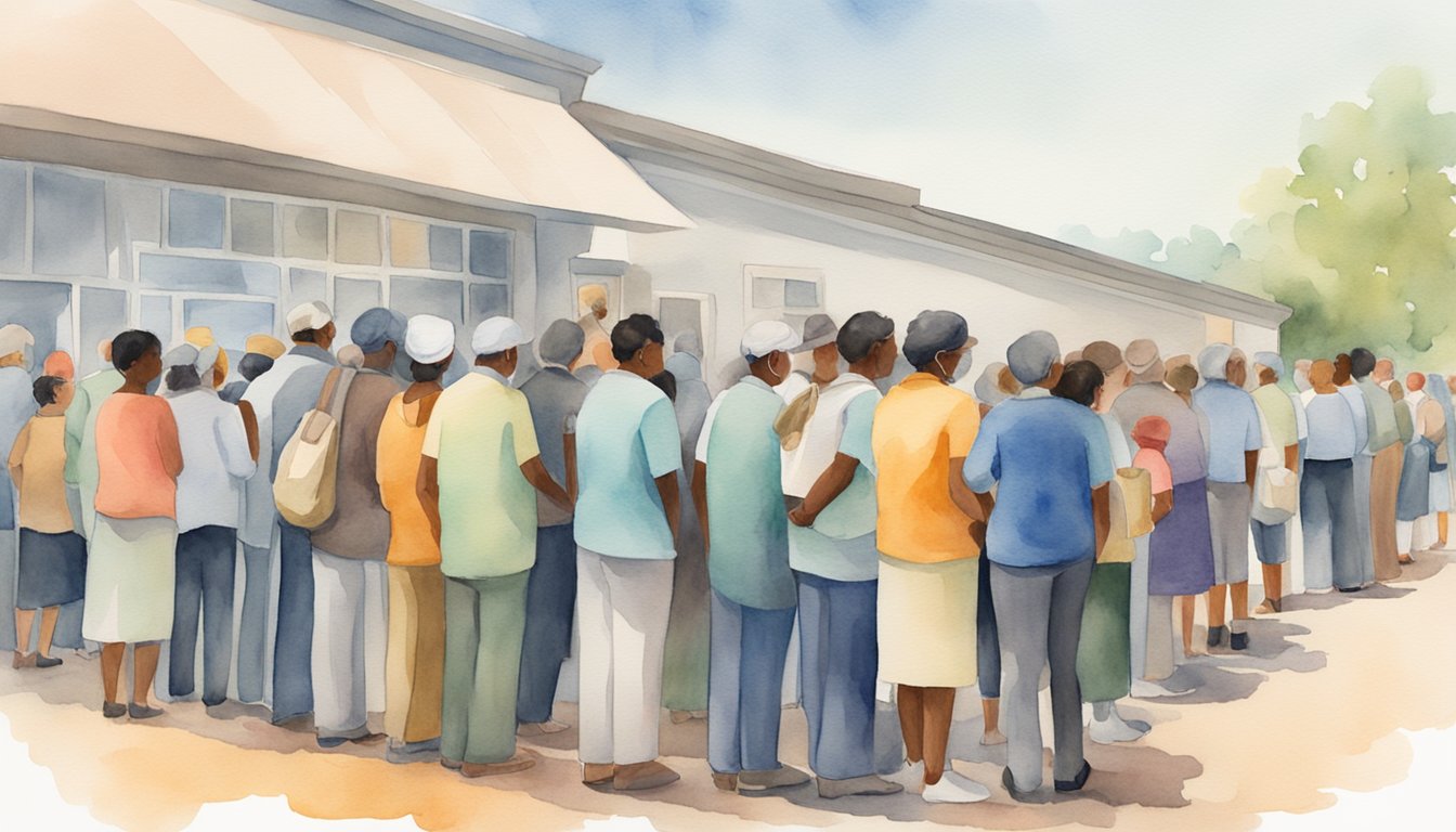 A crowd of people waiting in line for vaccines at a public health clinic