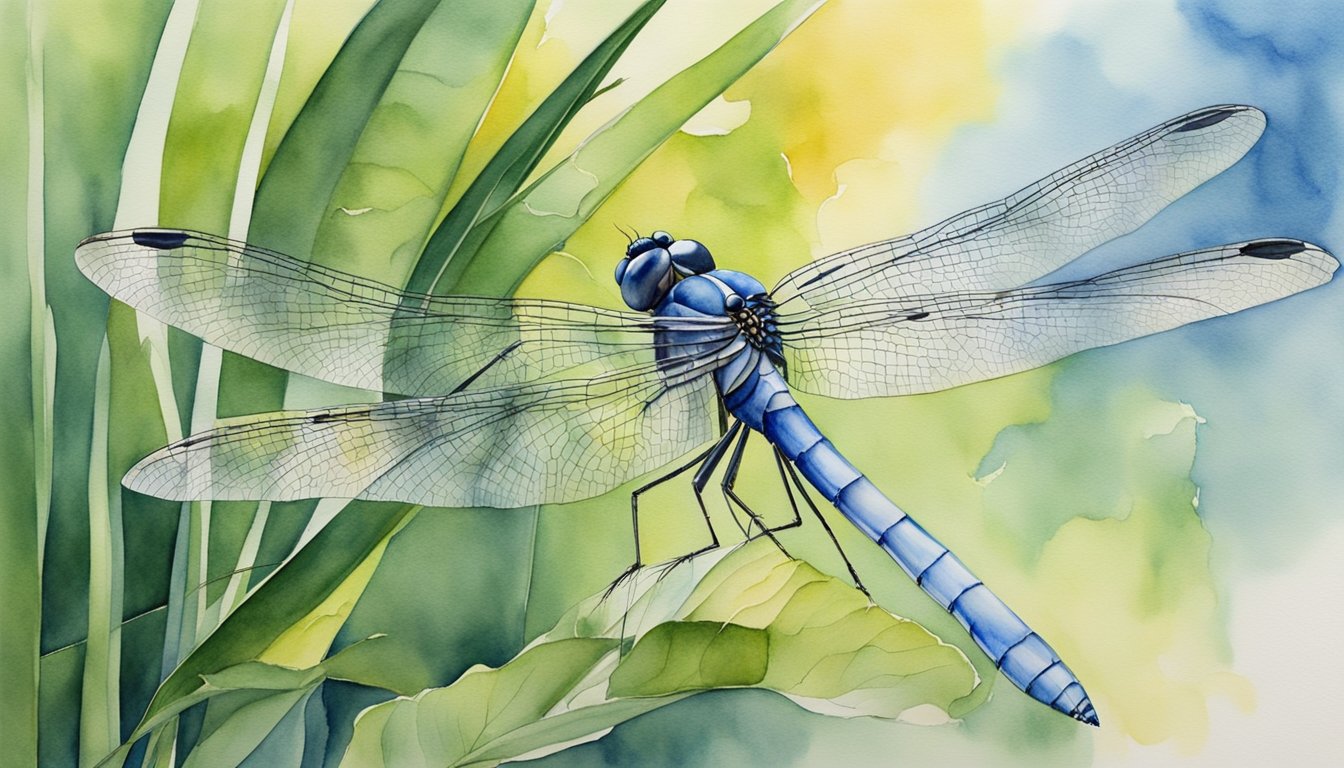 Dragonflies interact by mating in mid-air, laying eggs in water, and catching prey with their strong legs.</p><p>They adapt to their environment through their unique wing structure and ability to change color