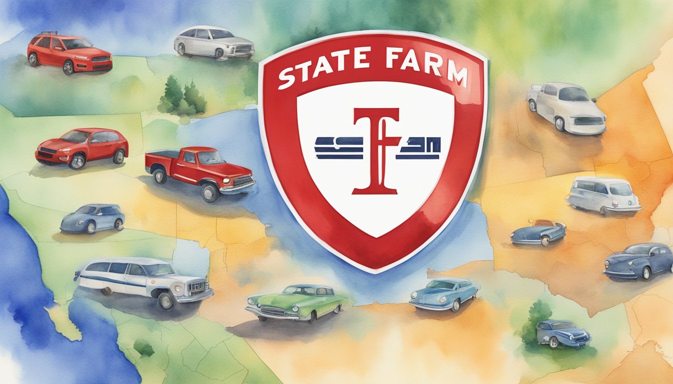 State Farm's logo being removed from California map, surrounded by other states' logos