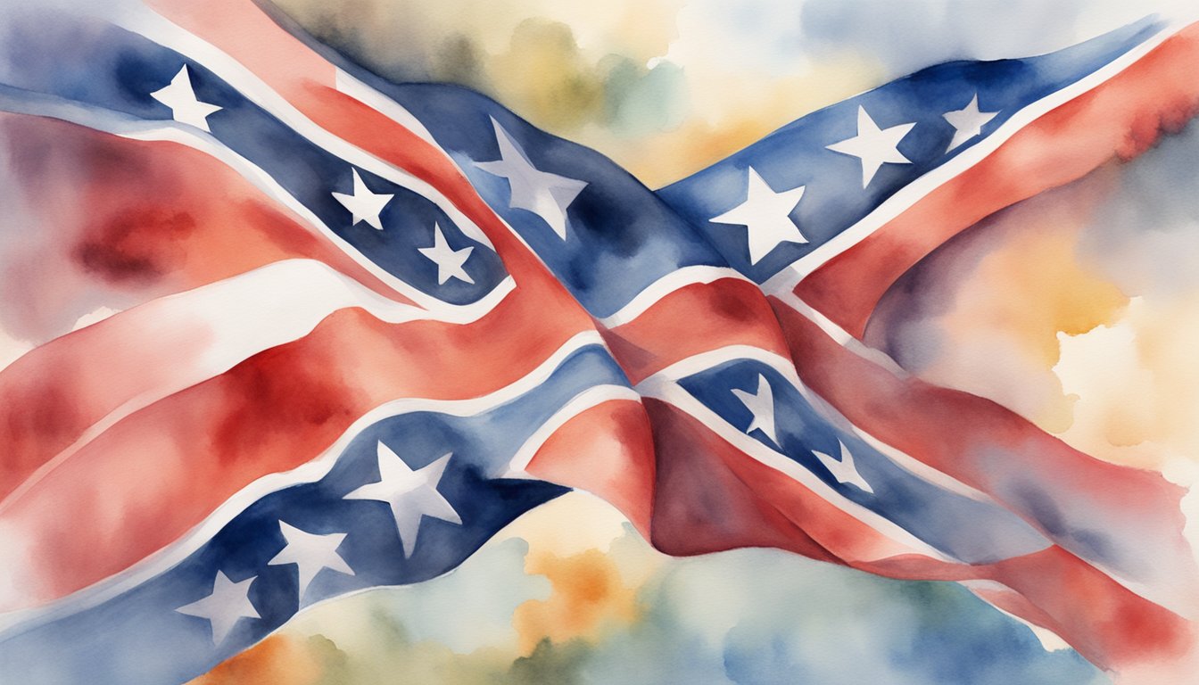 A confederate flag flies high against a backdrop of heated discussions and diverse opinions, representing a complex and controversial symbol in today's society