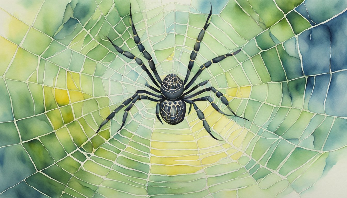 A spider spins silk from its spinnerets, weaving a symmetrical web to catch prey.</p><p>It adjusts the design based on environmental factors