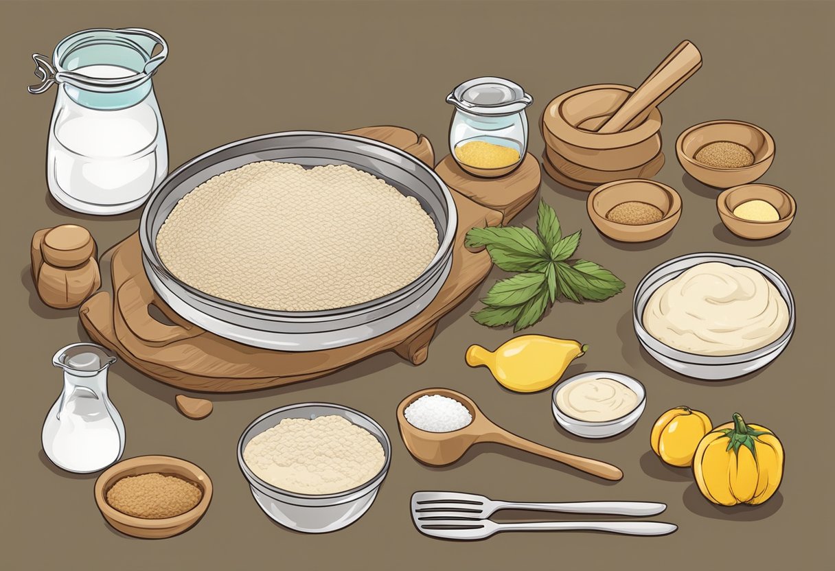 A table with ingredients and utensils for making nastar dough