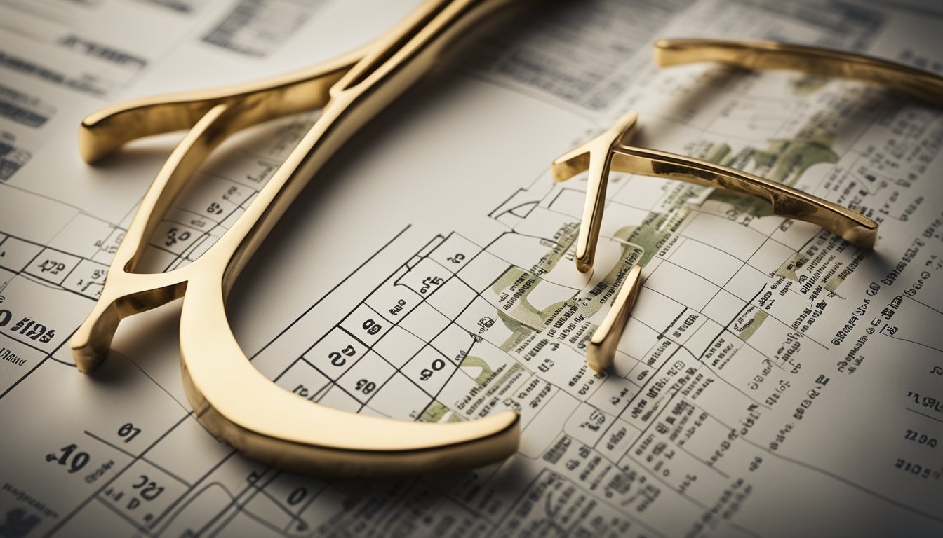 A wishbone with dollar signs, surrounded by financial milestones and a growing net worth graph