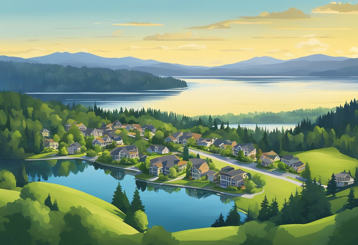 Sammamish, WA: lush green landscape, rolling hills, serene lakes, modern homes, and vibrant community