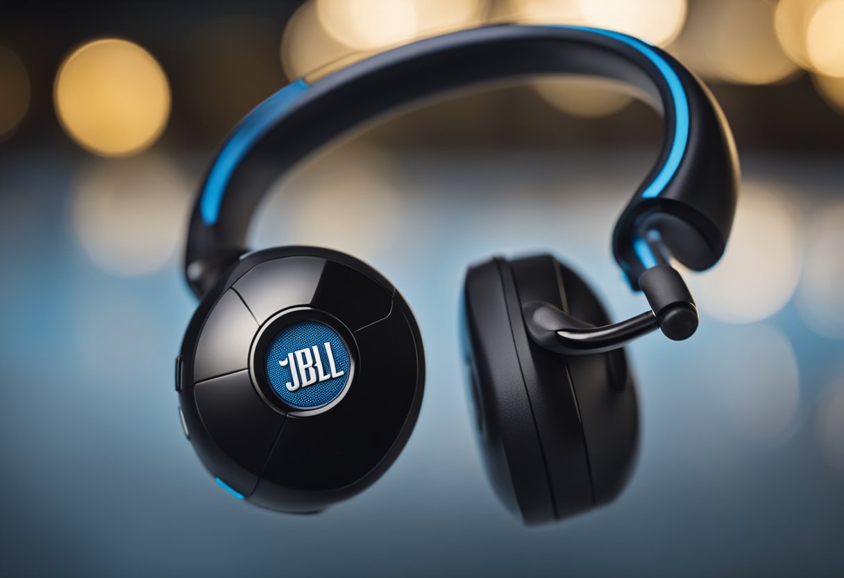 A single-sided JBL bluetooth earphone lies still, its sound silenced