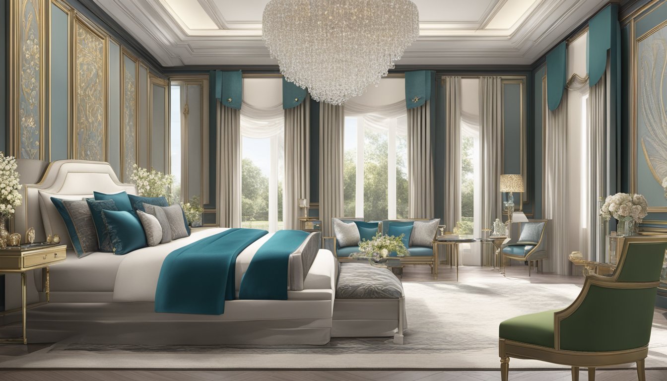 A lavish display of opulent fabrics, gleaming jewels, and sleek design elements exuding sophistication and exclusivity