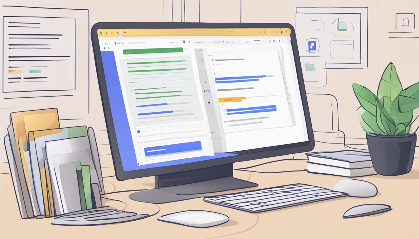 A computer screen showing a Google Docs interface with FAQ shortcuts highlighted. Tabs open, cursor hovering over time-saving features