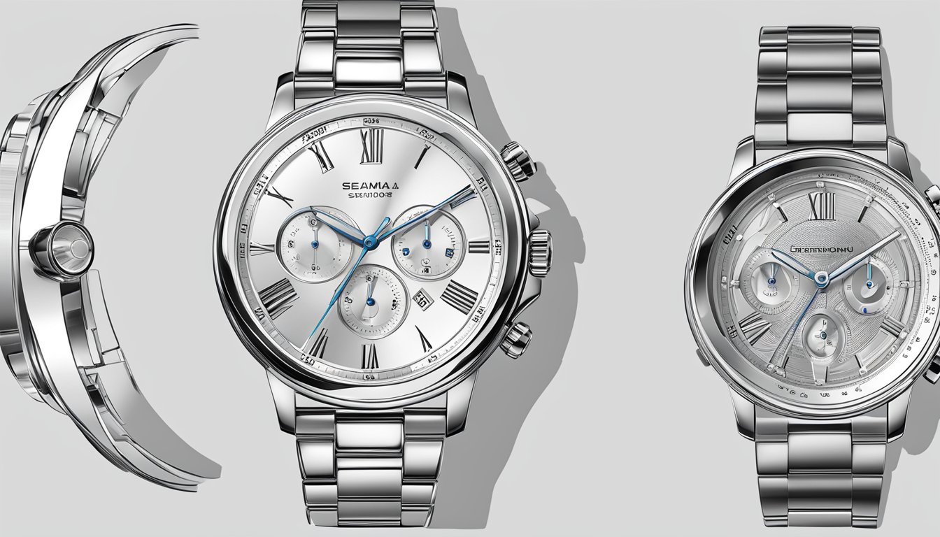A sleek, modern watch with clean lines and intricate details, blending fashion and practicality seamlessly