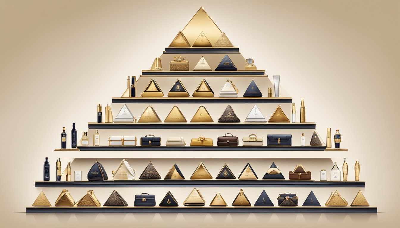 A pyramid of luxury brands, with Louis Vuitton Moet Hennessy at the top, cascading down to smaller subsidiaries, all contributing to the success of the overall corporate structure