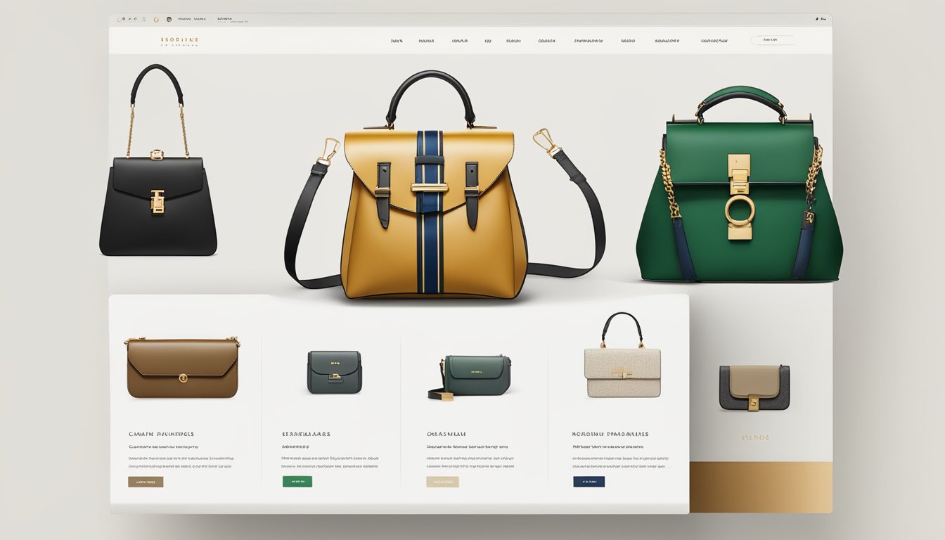 Luxury bag brands logos displayed on a sleek, minimalist website with a clean white background and easy-to-navigate FAQ section