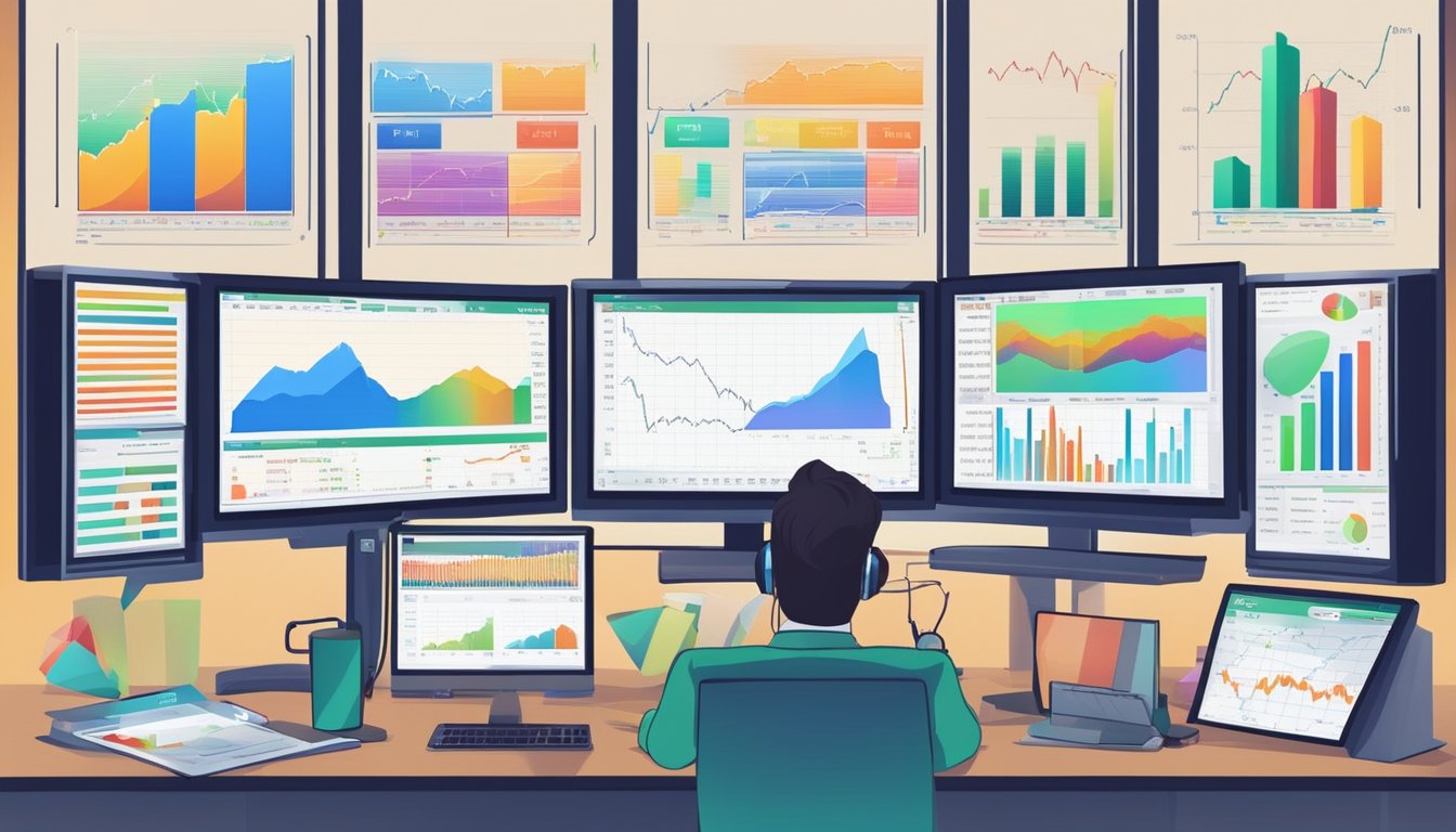 Traders monitor screens as Genius Brands stock fluctuates. Charts and graphs display market activity