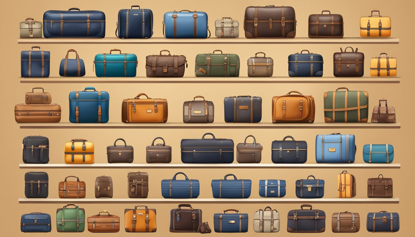 A display of top luggage brands with FAQ signs