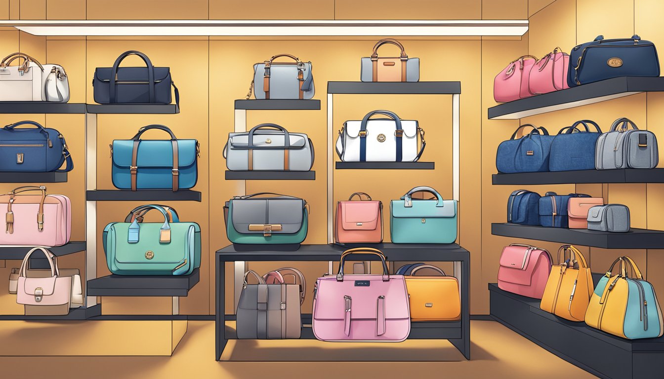 A display of Korean bag brands showcasing innovative designs and logos