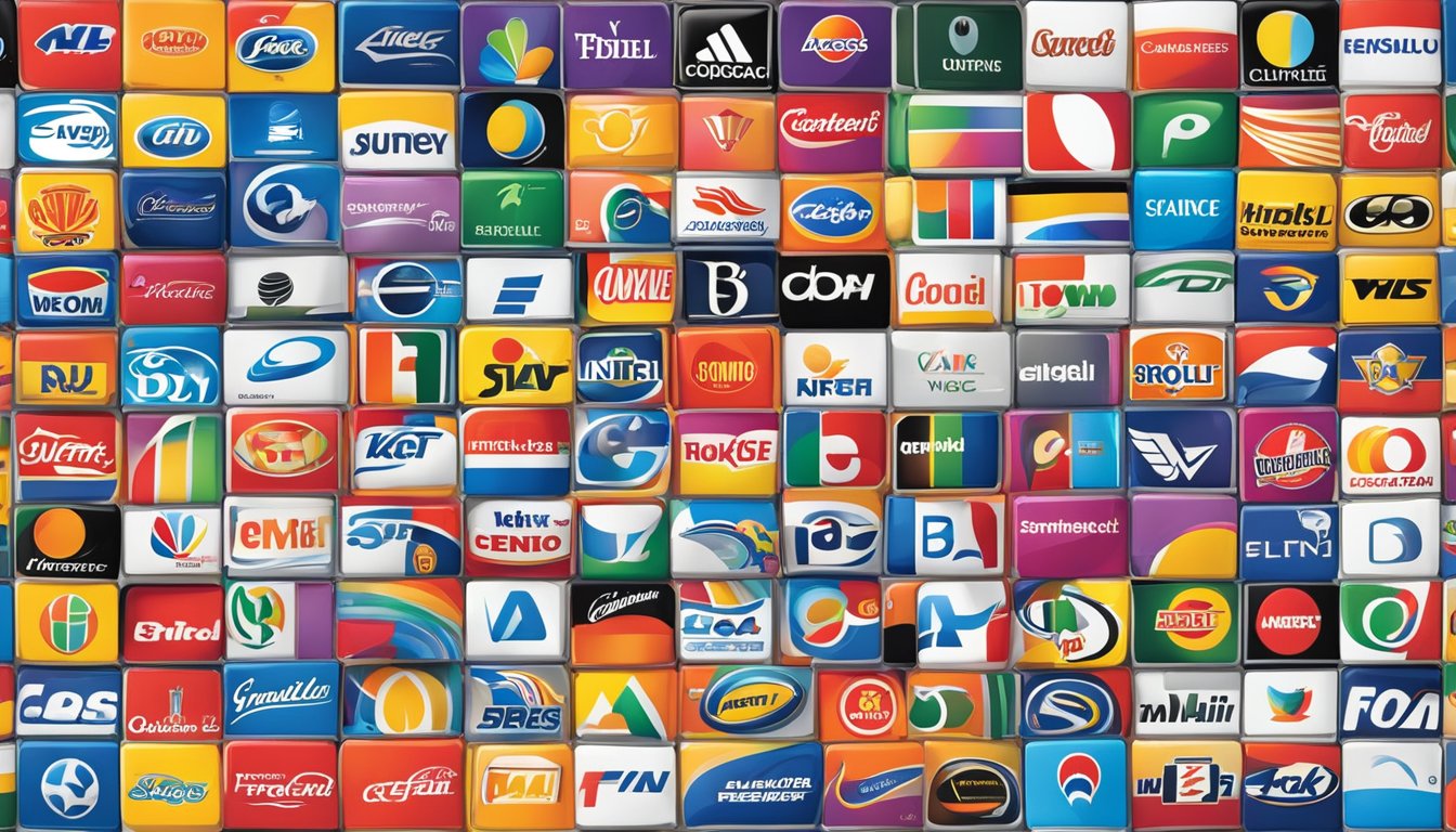 A colorful array of well-known brand logos displayed at a popular outlet