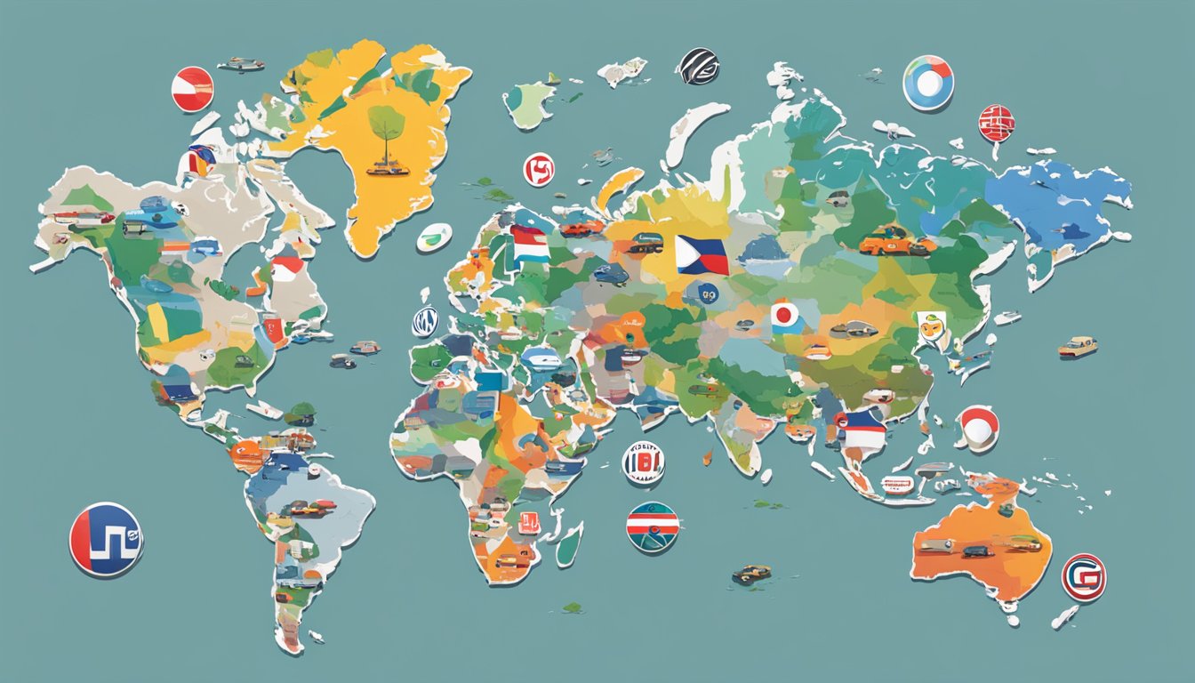 A world map with MG car logos scattered across various countries, representing MG's global presence