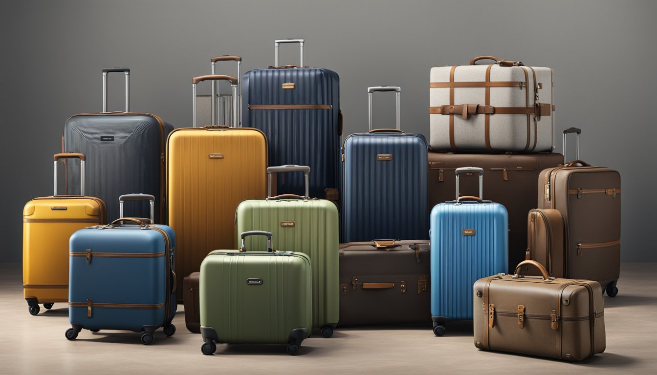 Various luggage brands showcased in a durable materials exhibit, highlighting their strength and quality