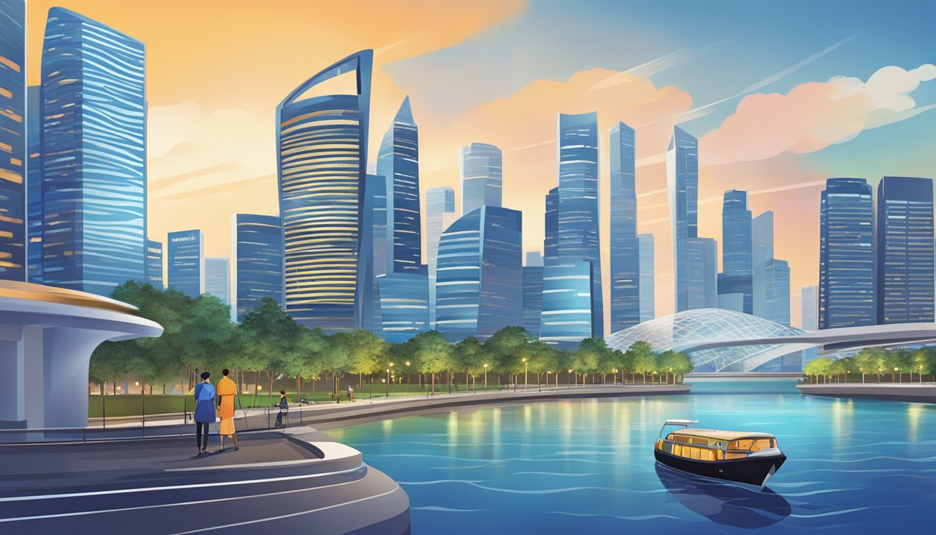 The scene shows a sleek Citi PremierMiles Card with Singapore skyline in the background, highlighting its additional benefits