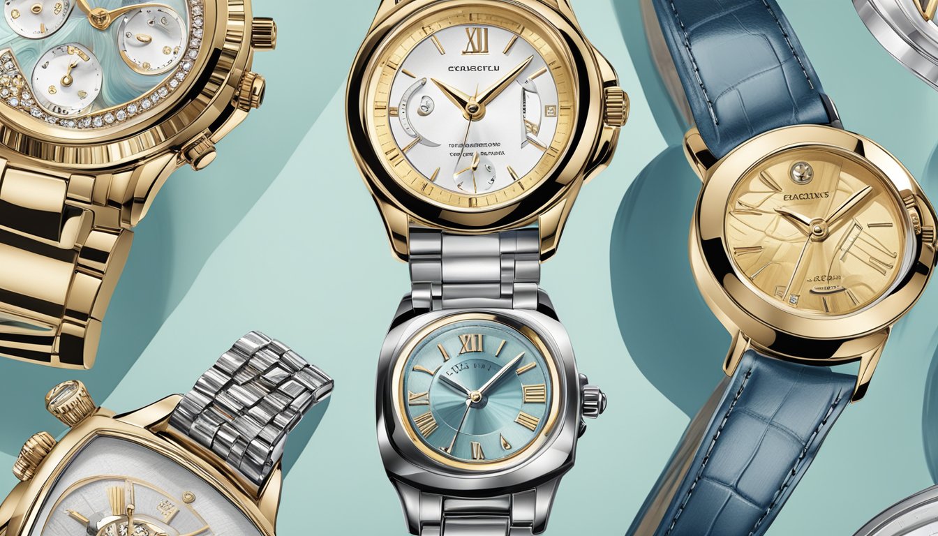 A display of luxury women's watches with logos and designs showcasing investment and value