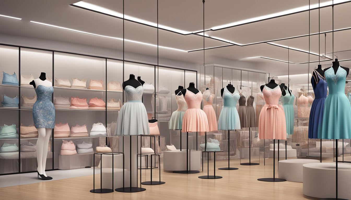 A display of iconic lingerie brands arranged on elegant mannequins