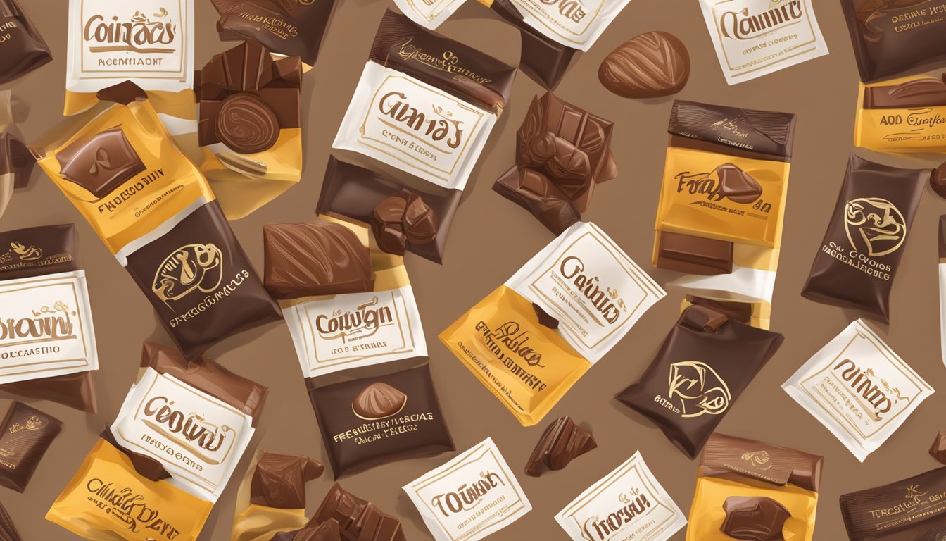A display of various chocolate brand logos with a "Frequently Asked Questions" banner above