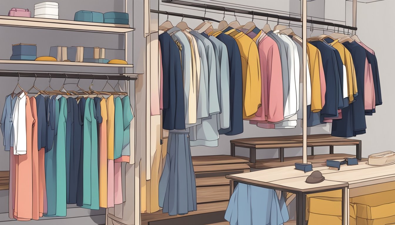 Colorful racks of traditional and modern Korean clothing on display in a trendy boutique