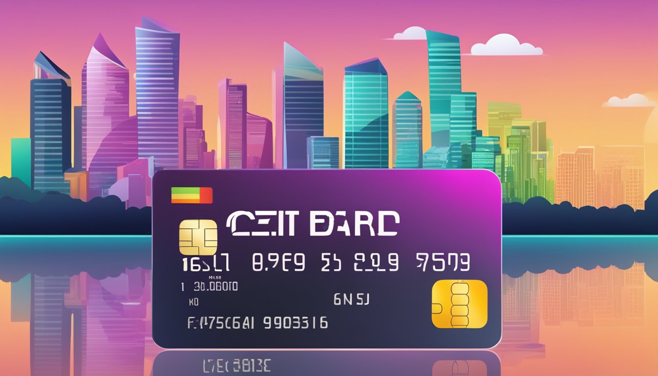 A credit card with "Limitations and Exclusions" text in bold. Cashback symbol prominent. Singapore skyline in the background